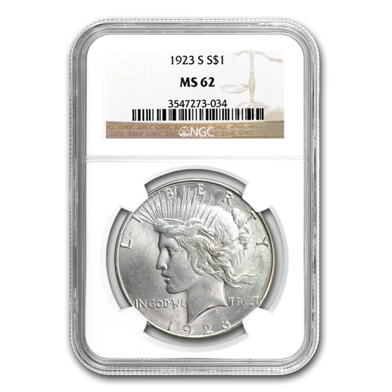 1923-S Peace Dollar MS-62 NGC 1923-S Peace Dollar MS-62 NGC