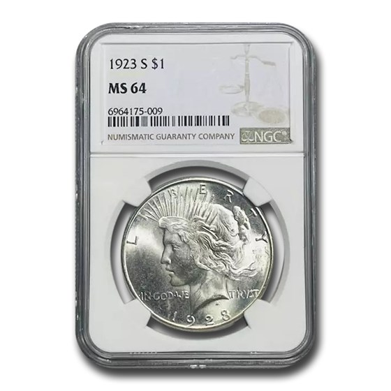 1923-S Peace Dollar MS-64 NGC 1923-S Peace Dollar MS-64 NGC
