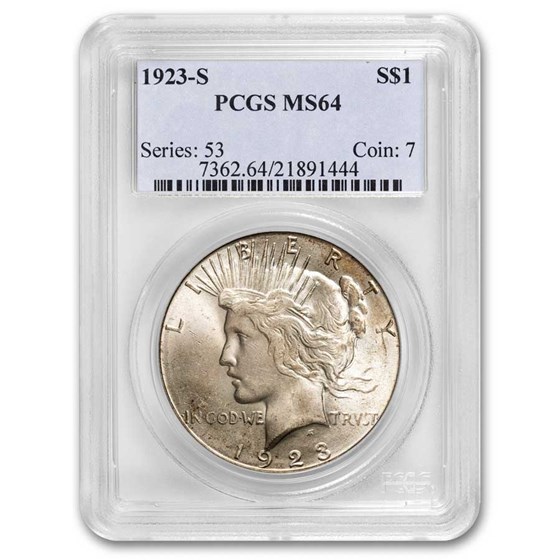 1923-S Peace Dollar MS-64 PCGS 1923-S Peace Dollar MS-64 PCGS