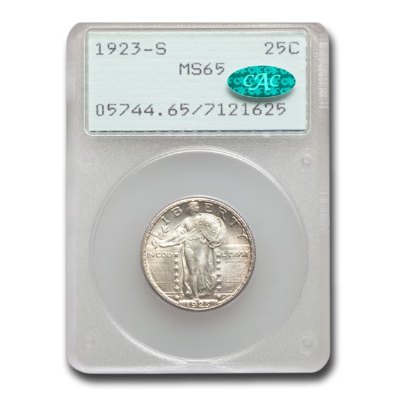 1923-S Standing Liberty Quarter MS-65 PCGS CAC 1923-S Standing Liberty Quarter MS-65 PCGS CAC