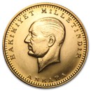 1923/XX Turkey Gold 250 Kurush Atatürk AU