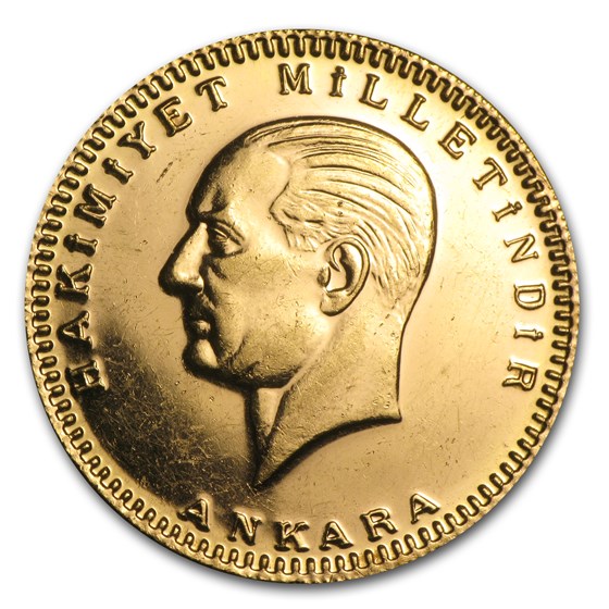 1923/XX Turkey Gold 500 Kurush Unc Details (Random Year)