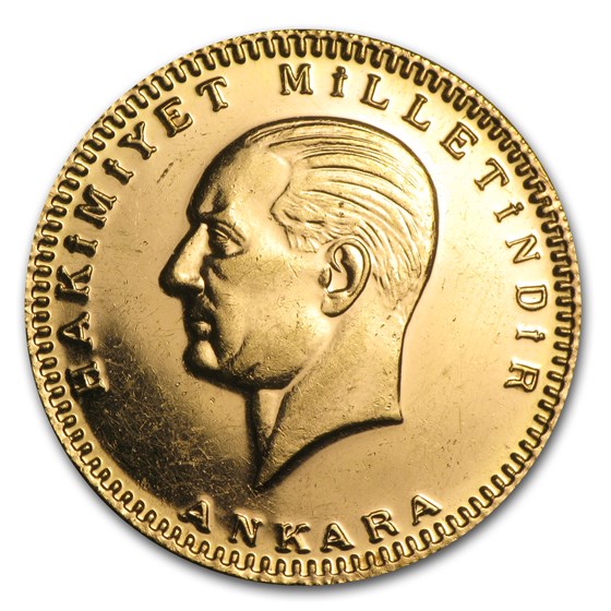 1923/XX Turkey Gold 500 Kurush Unc Details (Random Year) 1923/XX Turkey Gold 500 Kurush Unc Details (Random Year)