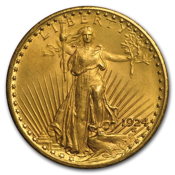 1924 $20 Saint-Gaudens Gold Double Eagle AU 1924 $20 Saint-Gaudens Gold Double Eagle AU