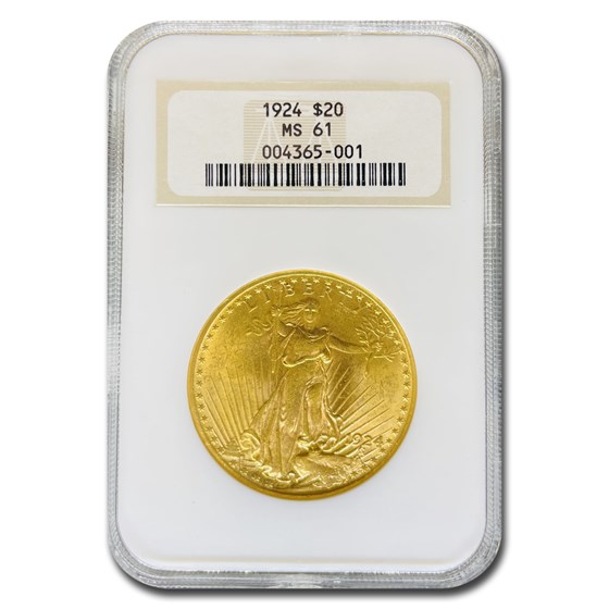 1924 $20 Saint-Gaudens Gold Double Eagle MS-61 NGC 1924 $20 Saint-Gaudens Gold Double Eagle MS-61 NGC