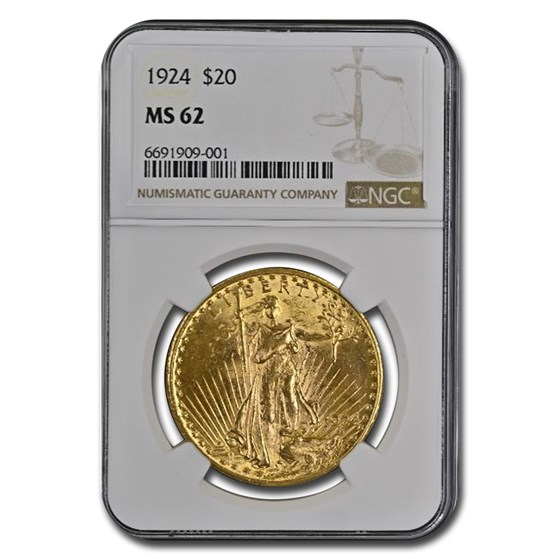 1924 $20 Saint-Gaudens Gold Double Eagle MS-62 NGC 1924 $20 Saint-Gaudens Gold Double Eagle MS-62 NGC