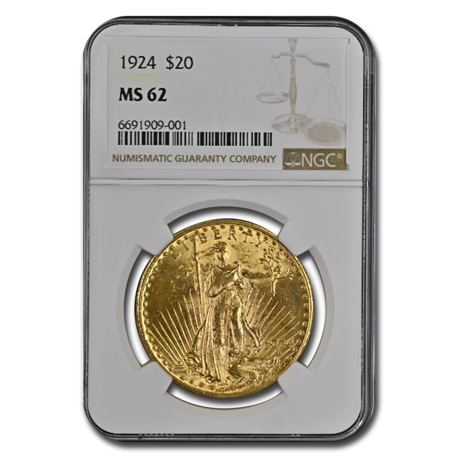 1924 $20 Saint-Gaudens Gold Double Eagle MS-62 NGC