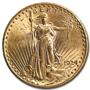 1924 $20 Saint-Gaudens Gold Double Eagle MS-63 (Hairlines) 1924 $20 Saint-Gaudens Gold Double Eagle MS-63 (Hairlines)