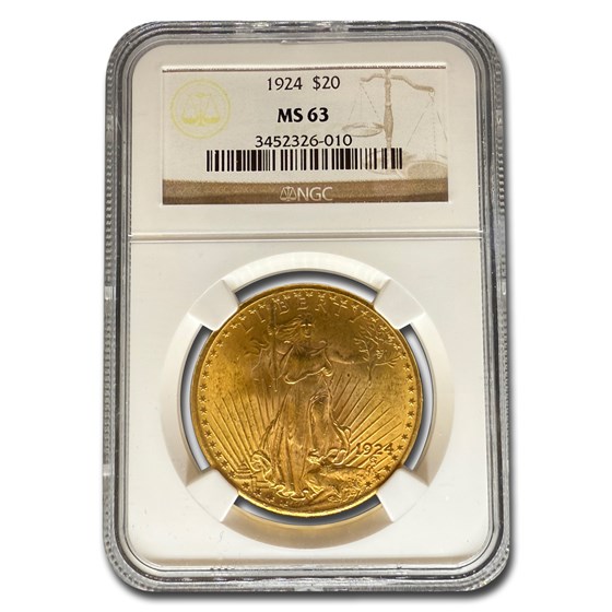 1924 $20 Saint-Gaudens Gold Double Eagle MS-63 NGC 1924 $20 Saint-Gaudens Gold Double Eagle MS-63 NGC