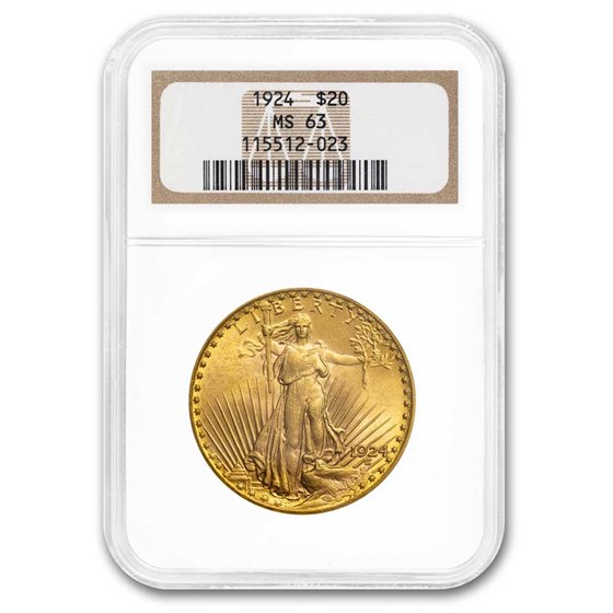 1924 $20 Saint-Gaudens Gold Double Eagle MS-63 NGC