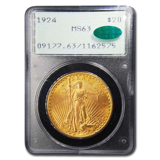 1924 $20 Saint-Gaudens Gold Double Eagle MS-63 PCGS CAC (Rattler) 1924 $20 Saint-Gaudens Gold Double Eagle MS-63 PCGS CAC (Rattler)