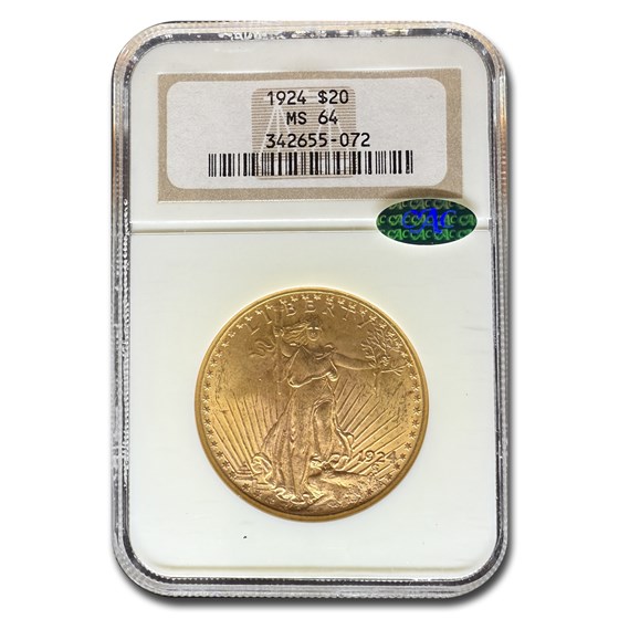 1924 $20 Saint-Gaudens Gold Double Eagle MS-64 NGC CAC 1924 $20 Saint-Gaudens Gold Double Eagle MS-64 NGC CAC