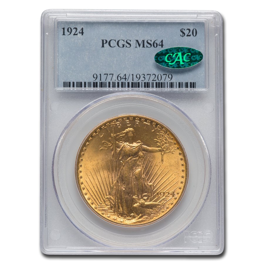 1924 $20 Saint-Gaudens Gold Double Eagle MS-64 PCGS CAC