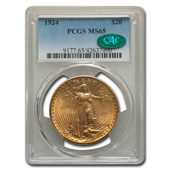 1924 $20 Saint-Gaudens Gold Double Eagle MS-65 PCGS CAC 1924 $20 Saint-Gaudens Gold Double Eagle MS-65 PCGS CAC