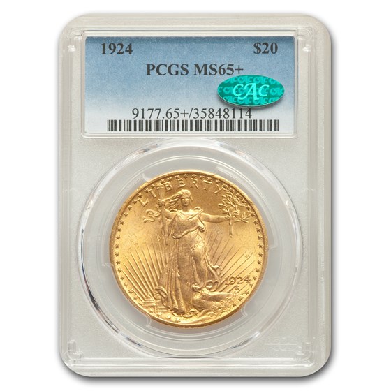 1924 $20 Saint-Gaudens Gold Double Eagle MS-65+ PCGS CAC 1924 $20 Saint-Gaudens Gold Double Eagle MS-65+ PCGS CAC