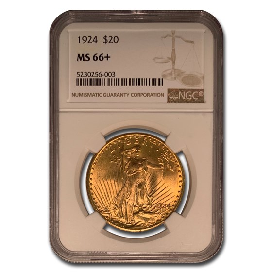 1924 $20 Saint-Gaudens Gold Double Eagle MS-66+ NGC