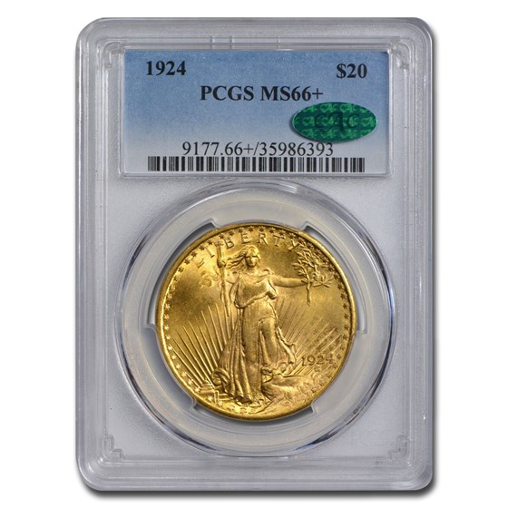1924 $20 Saint-Gaudens Gold Double Eagle MS-66+ PCGS CAC 1924 $20 Saint-Gaudens Gold Double Eagle MS-66+ PCGS CAC