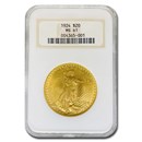 1924 $20 St Gaudens Gold Double Eagle MS-61 NGC