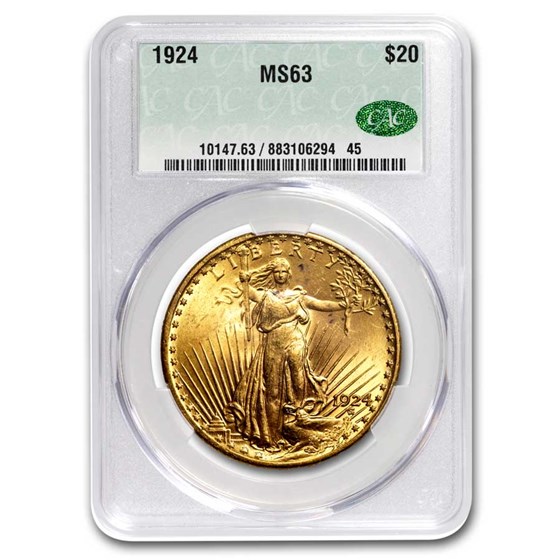 1924 $20 St Gaudens Gold Double Eagle MS-63 CACG 1924 $20 St Gaudens Gold Double Eagle MS-63 CACG