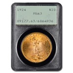 1924 $20 St Gaudens Gold Double Eagle MS-63 PCGS (Rattler)