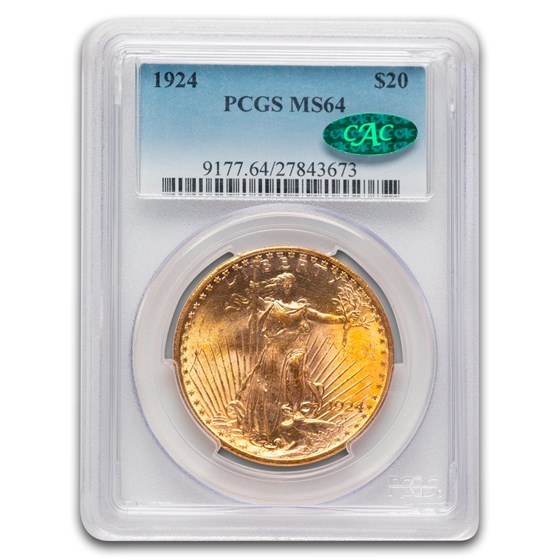 1924 $20 St Gaudens Gold Double Eagle MS-64 PCGS CAC