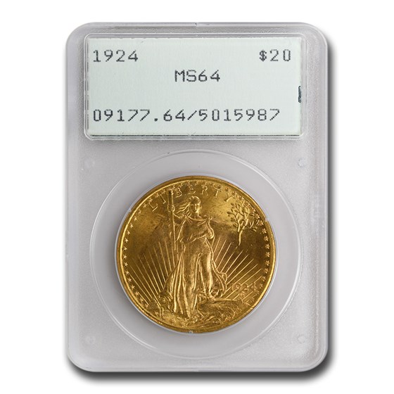 1924 $20 St Gaudens Gold Double Eagle MS-64 PCGS (Rattler) 1924 $20 St Gaudens Gold Double Eagle MS-64 PCGS (Rattler)