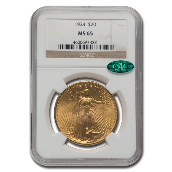 1924 $20 St Gaudens Gold Double Eagle MS-65 NGC CAC 1924 $20 St Gaudens Gold Double Eagle MS-65 NGC CAC