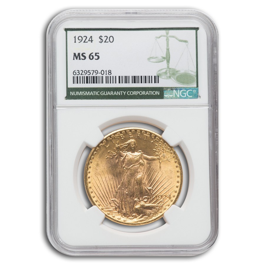 Buy 1924 $20 St Gaudens Gold Double Eagle MS-65 NGC (Green Label) | APMEX