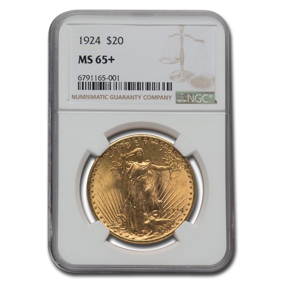 1924 $20 St. Gaudens Gold Double Eagle MS-65+ NGC