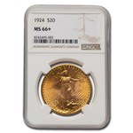 1924 $20 St Gaudens Gold Double Eagle MS-66+ NGC