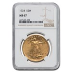 1924 $20 St. Gaudens Gold Double Eagle MS-67 NGC