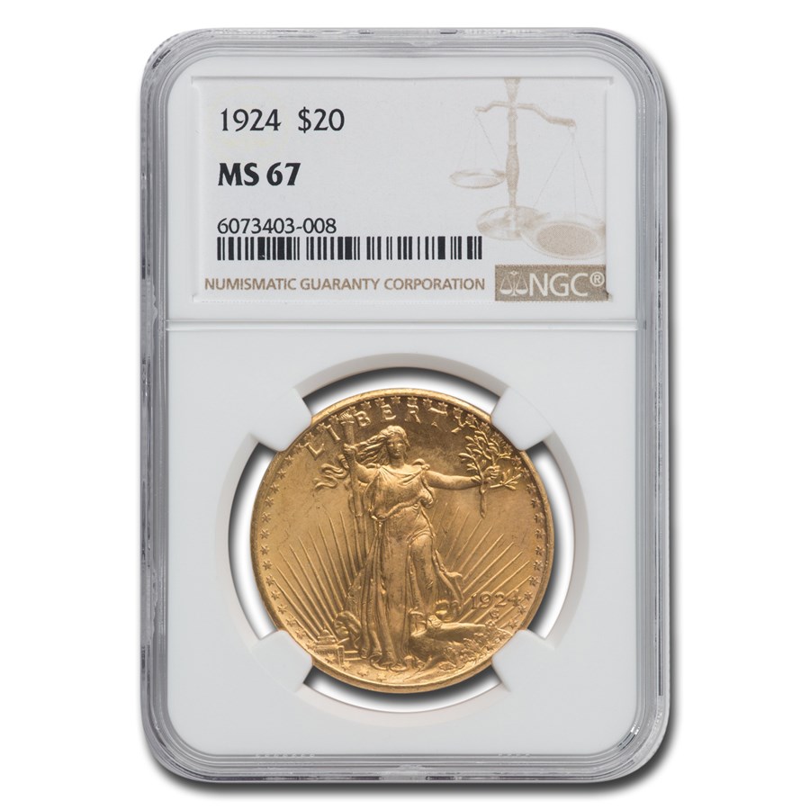 1924 $20 St. Gaudens Gold Double Eagle MS-67 NGC