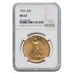 1924 $20 St Gaudens Gold Double Eagle MS-67 NGC