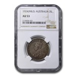 1924 Australia Silver Florin George V AU-53 NGC