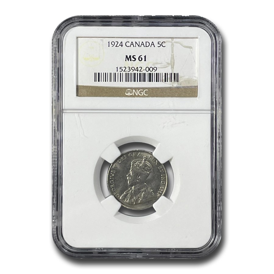 1924 Canada 5 Cents George V MS-61 NGC