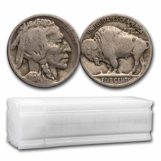 1924-D Buffalo Nickel 40-Coin Roll Avg Circ 1924-D Buffalo Nickel 40-Coin Roll Avg Circ