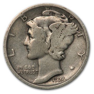 1924-D Mercury Dime Good/VG