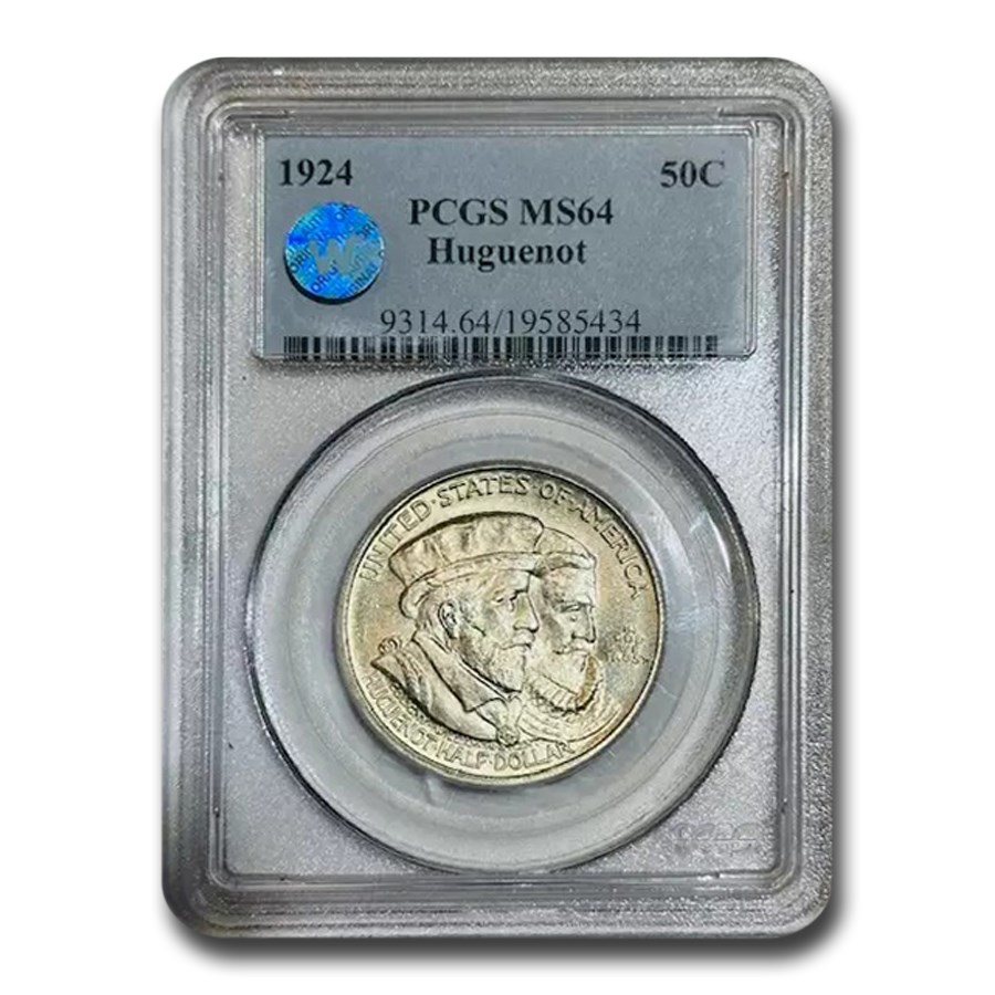 1924 Huguenot Commemorative Half Dollar MS-64 PCGS