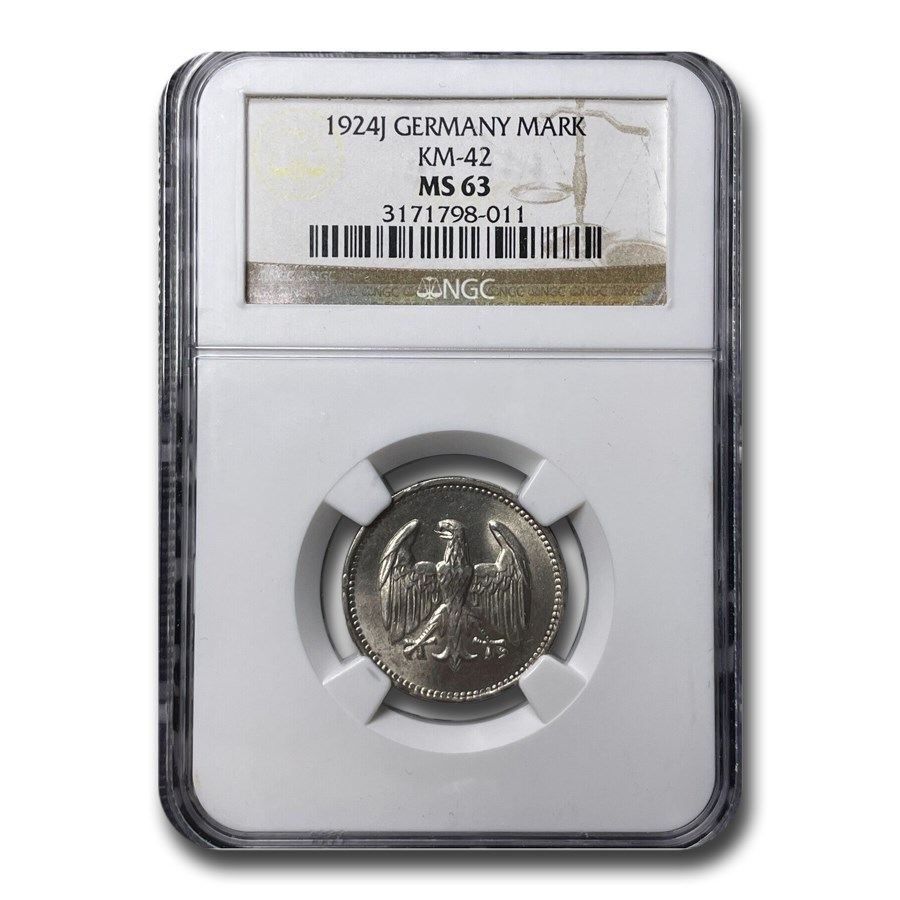 1924-J Germany Silver Mark MS-63 NGC