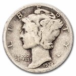 1924 Mercury Dime 50-Coin Roll Avg Circ