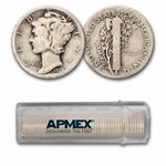 1924 Mercury Dime 50-Coin Roll Avg Circ
