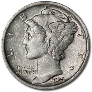 1924 Mercury Dime AU 1924 Mercury Dime AU