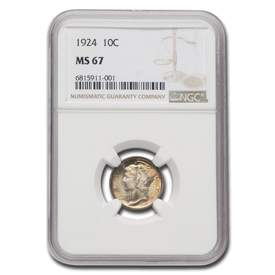 1924 Mercury Dime MS-67 NGC 1924 Mercury Dime MS-67 NGC