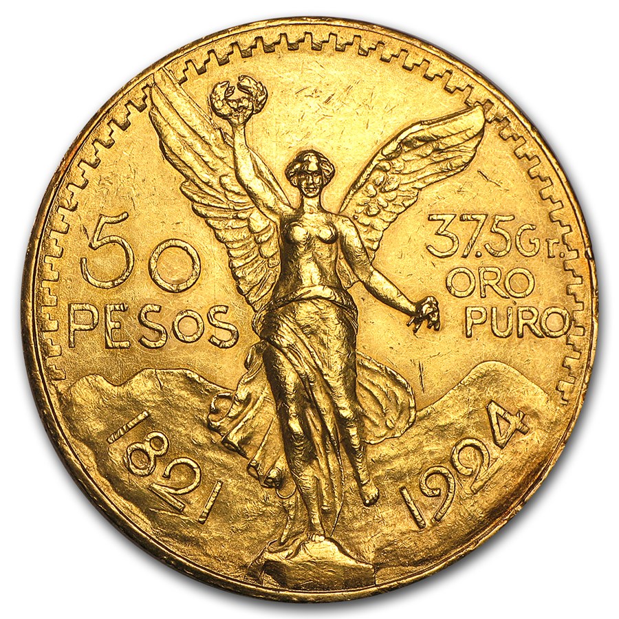 1924 Mexico Gold 50 Pesos AU