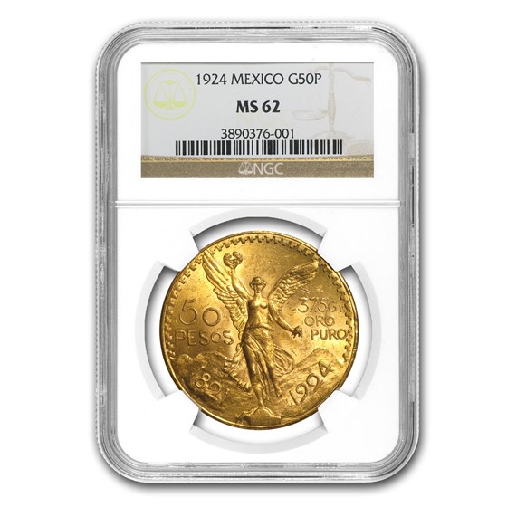 1924 Mexico Gold 50 Pesos MS-62 NGC 1924 Mexico Gold 50 Pesos MS-62 NGC