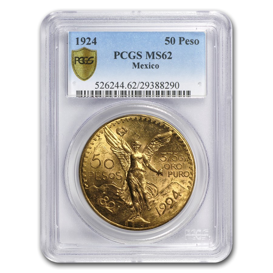 1924 Mexico Gold 50 Pesos MS-62 PCGS