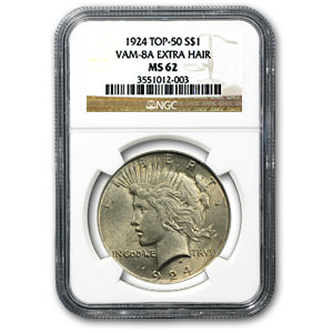 みる Buy 1924 Peace Dollar MS-62 NGC (VAM-8A Extra Hair, Top-50