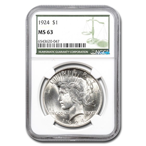 1924 Peace Dollar MS-63 NGC (Green Label) 1924 Peace Dollar MS-63 NGC (Green Label)