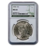 1924 Peace Dollar MS-64 NGC (Green Label)