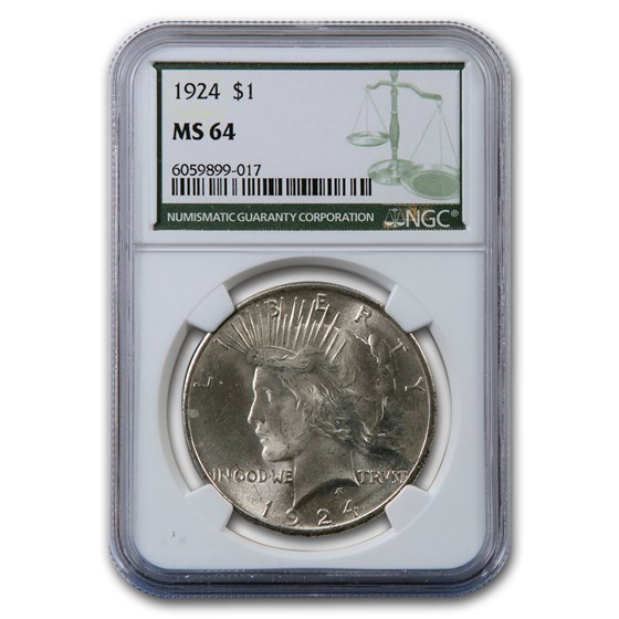 1924 Peace Dollar MS-64 NGC (Green Label) 1924 Peace Dollar MS-64 NGC (Green Label)